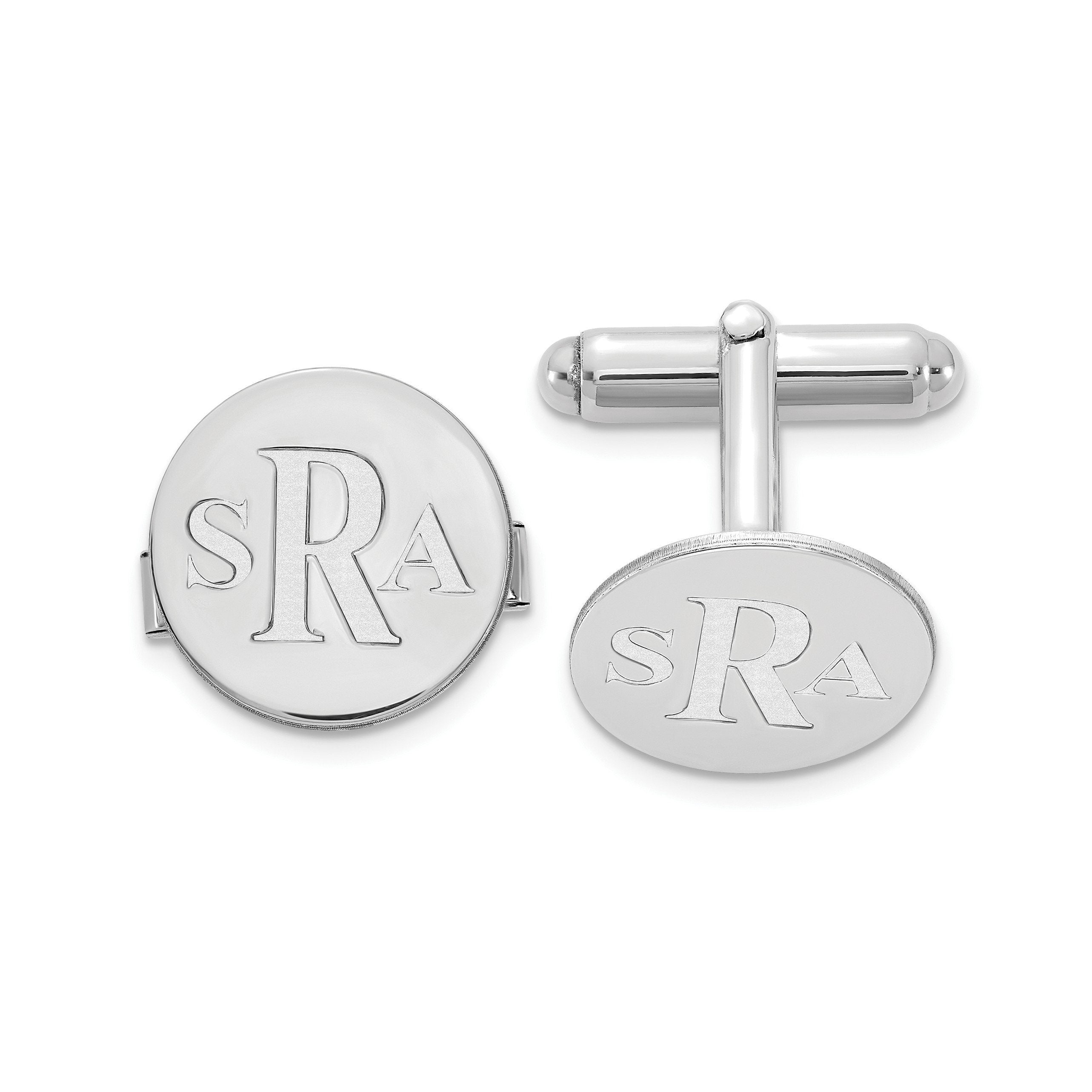 Custom Monogram Cufflinks in Sterling Silver or Gold  Personalized Men's Gift, Engraved Round Cuff Links, Wedding or Groomsmen Gift