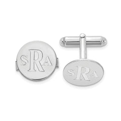 Custom Monogram Cufflinks in Sterling Silver or Gold  Personalized Men's Gift, Engraved Round Cuff Links, Wedding or Groomsmen Gift