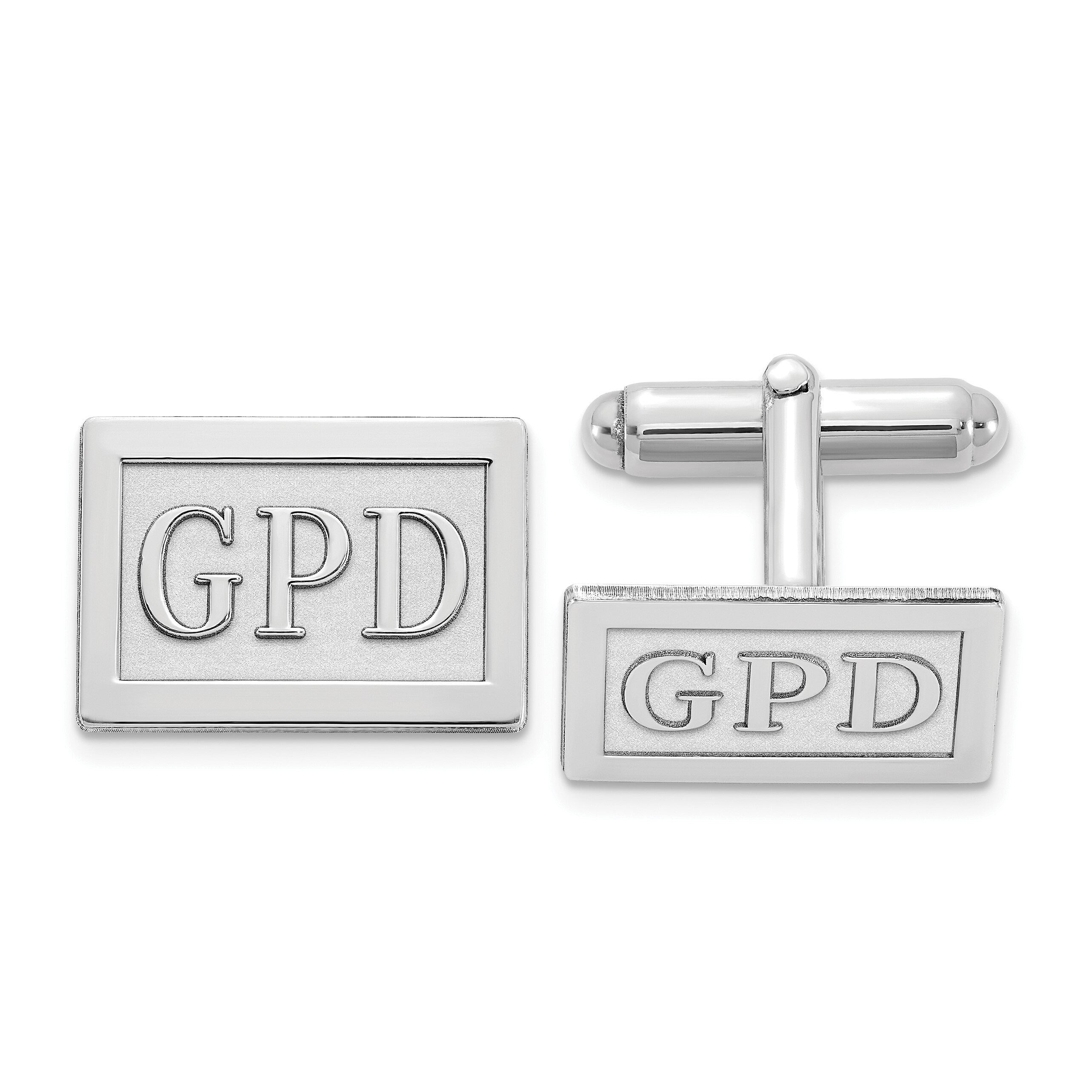Personalized Monogram Cufflinks in Silver or Gold | Custom Rectangle Initial Cuff Links for Men | Raised Letter Engraved Cufflinks Gift
