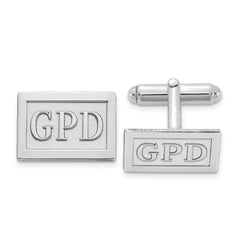 Personalized Monogram Cufflinks in Silver or Gold | Custom Rectangle Initial Cuff Links for Men | Raised Letter Engraved Cufflinks Gift
