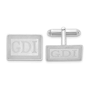 Sterling silver rectangle cuff links with initials GDI