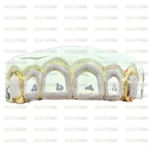 6 piece open face diamond dust grillz with box dust canines on a mold