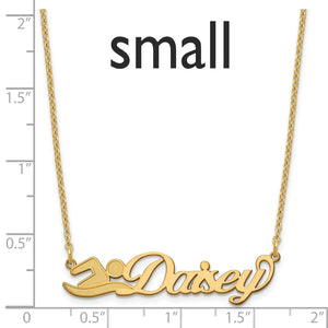 Size chart for the small image and name necklace, about 1.25 inches wide