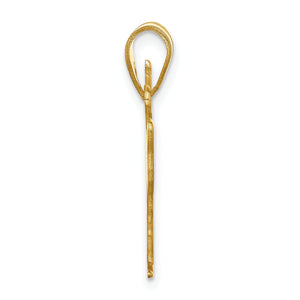 Side view of the gold martial arts pendant showing its slim profile and bail