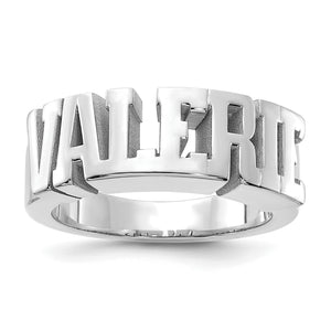 Sterling silver custom name ring with bold block letter name band