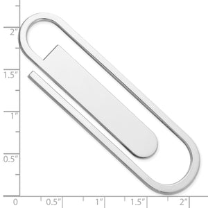 Sterling silver paperclip bookmark next to a ruler, about 2.8 inches long