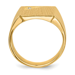 Back view of the men's gold signet ring showing the open gallery under the face