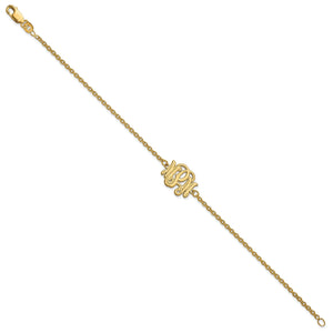 Full length of the yellow gold monogram bracelet laid straight