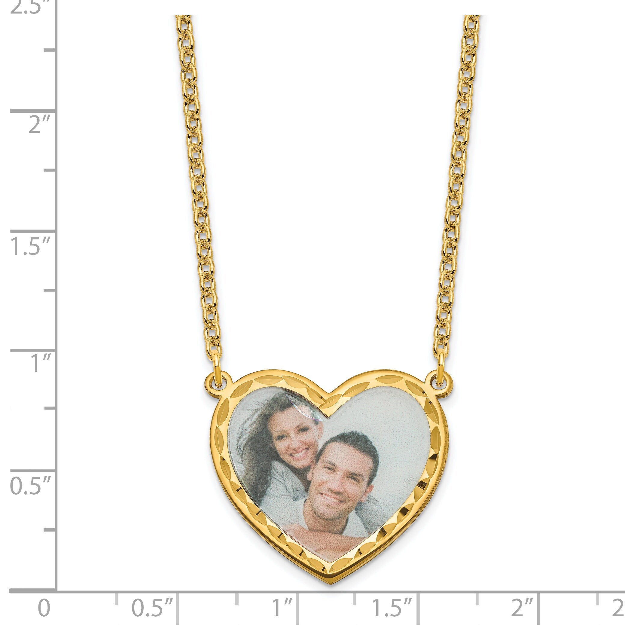 Personalized Heart Photo Pendant Necklace, Sterling Silver/Gold Plated, Diamond-Cut Frame, 18" Chain, Customizable Jewelry Gift for Women