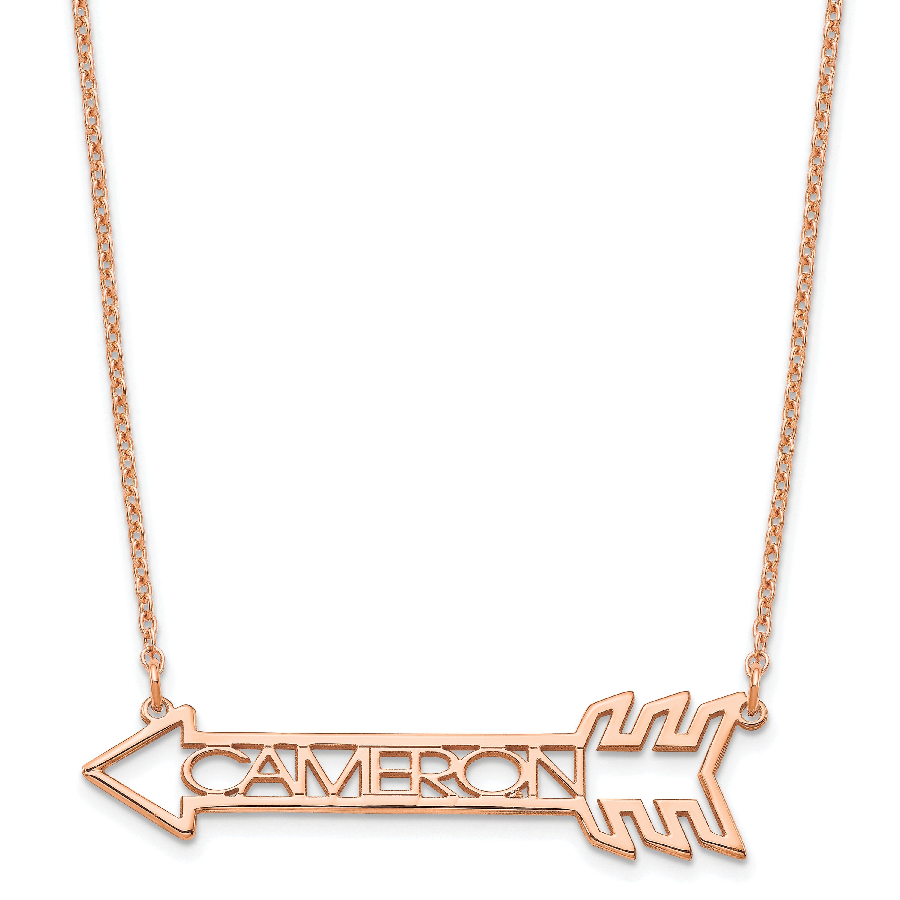 Custom Name Arrow Necklace in Gold or Silver  Personalized Gift for Her, Dainty Arrow Pendant with Name, Made to Order Jewelry