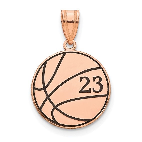 Personalized Basketball Number Pendant Polished Finish - Guard, Coach, Forward, Center, Sixth Man, Full Court, Dunk