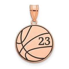 Personalized Basketball Number Pendant Polished Finish - Guard, Coach, Forward, Center, Sixth Man, Full Court, Dunk