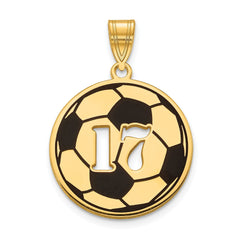 Custom Soccer Number Pendant  22mm Enameled Ball Necklace in Sterling Silver, Gold Plated, 10K or 14K Yellow or White Gold