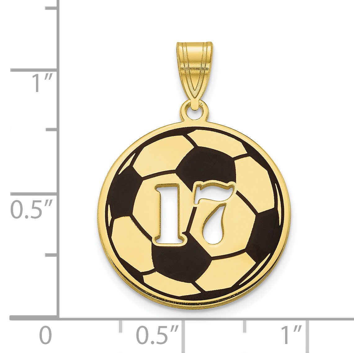 Custom Soccer Number Pendant  22mm Enameled Ball Necklace in Sterling Silver, Gold Plated, 10K or 14K Yellow or White Gold