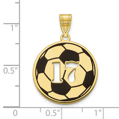 Custom Soccer Number Pendant  22mm Enameled Ball Necklace in Sterling Silver, Gold Plated, 10K or 14K Yellow or White Gold