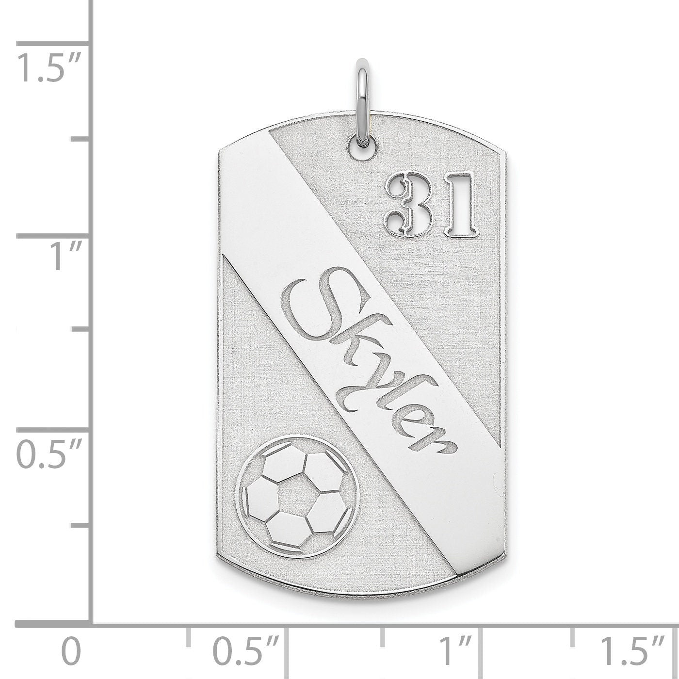 Personalized Sterling Silver/Gold-Plated Silver Soccer/Futbol Dog Tag Charm w/ Number & Name- Goalkeeper, Wingback, Sweeper, Forward, Center