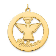 Personalized Angel Pendant | Custom Name Charm | Gift-Ready | Sterling Silver, 14k Gold | Yellow, White, Rose Options