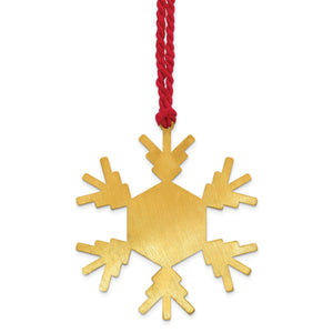Gold plated snowflake ornament with a blank hexagonal photo center