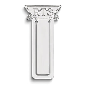 Monogram bookmark engraving detail close-up