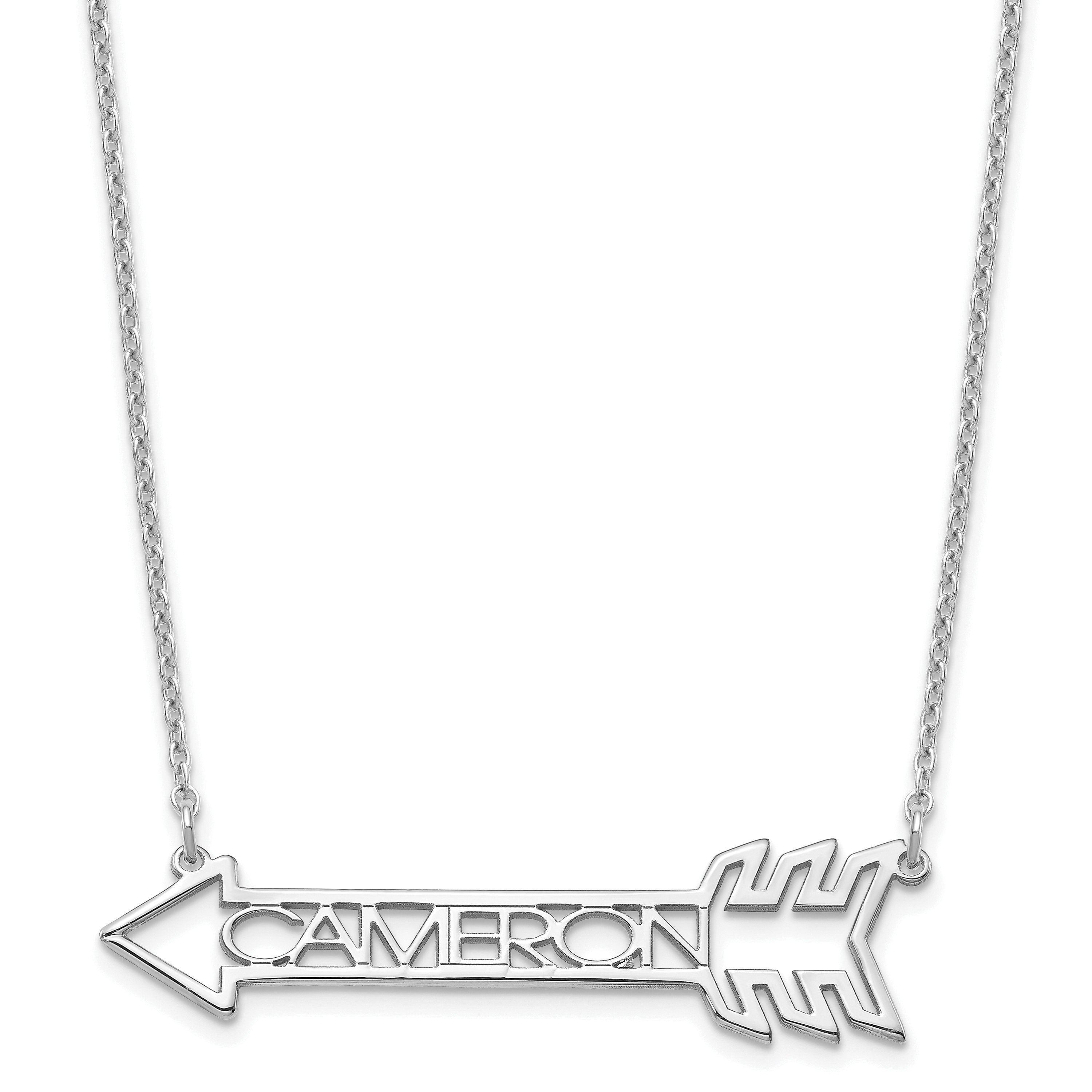 Custom Name Arrow Necklace in Gold or Silver  Personalized Gift for Her, Dainty Arrow Pendant with Name, Made to Order Jewelry