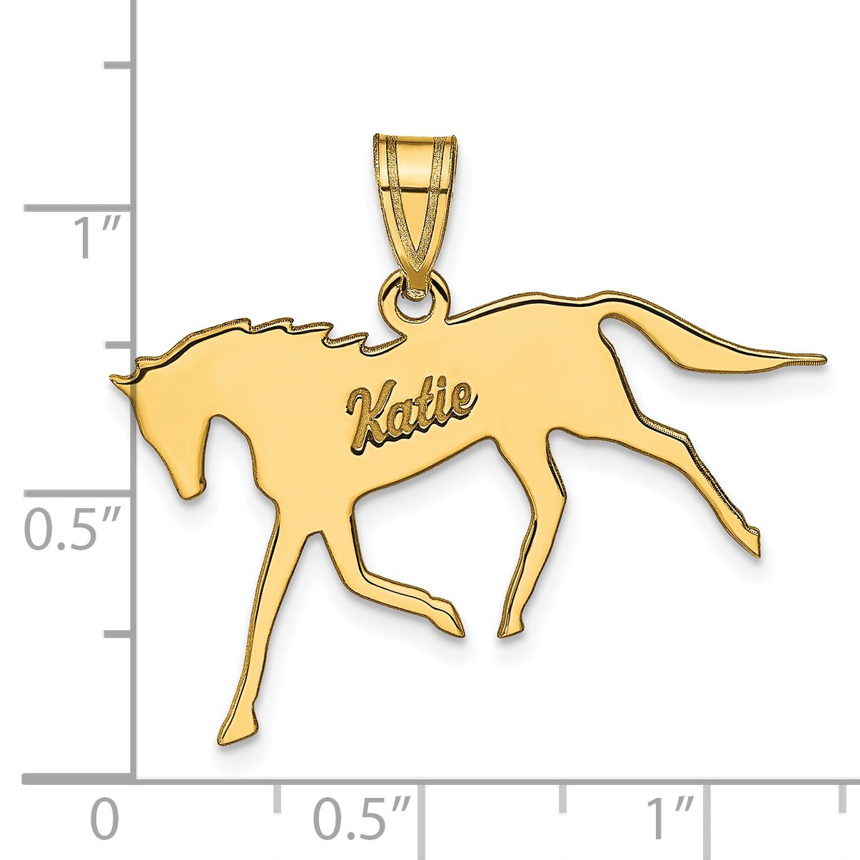 Personalized Horse Cursive Name Pendant -925 Sterling Silver, 10k Gold, 14k Gold -Yellow, White, Rose - foal filly pony stallion gallop