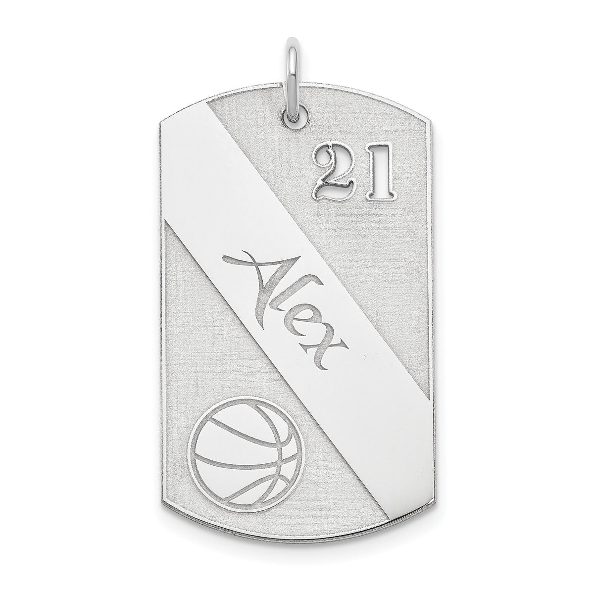 Personalized Basketball Number and Name Pendant Polished and Brushed Finish- Guard, Coach, Forward, Center, Sixth Man, Full Court, Dunk