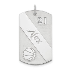Personalized Basketball Number and Name Pendant Polished and Brushed Finish- Guard, Coach, Forward, Center, Sixth Man, Full Court, Dunk