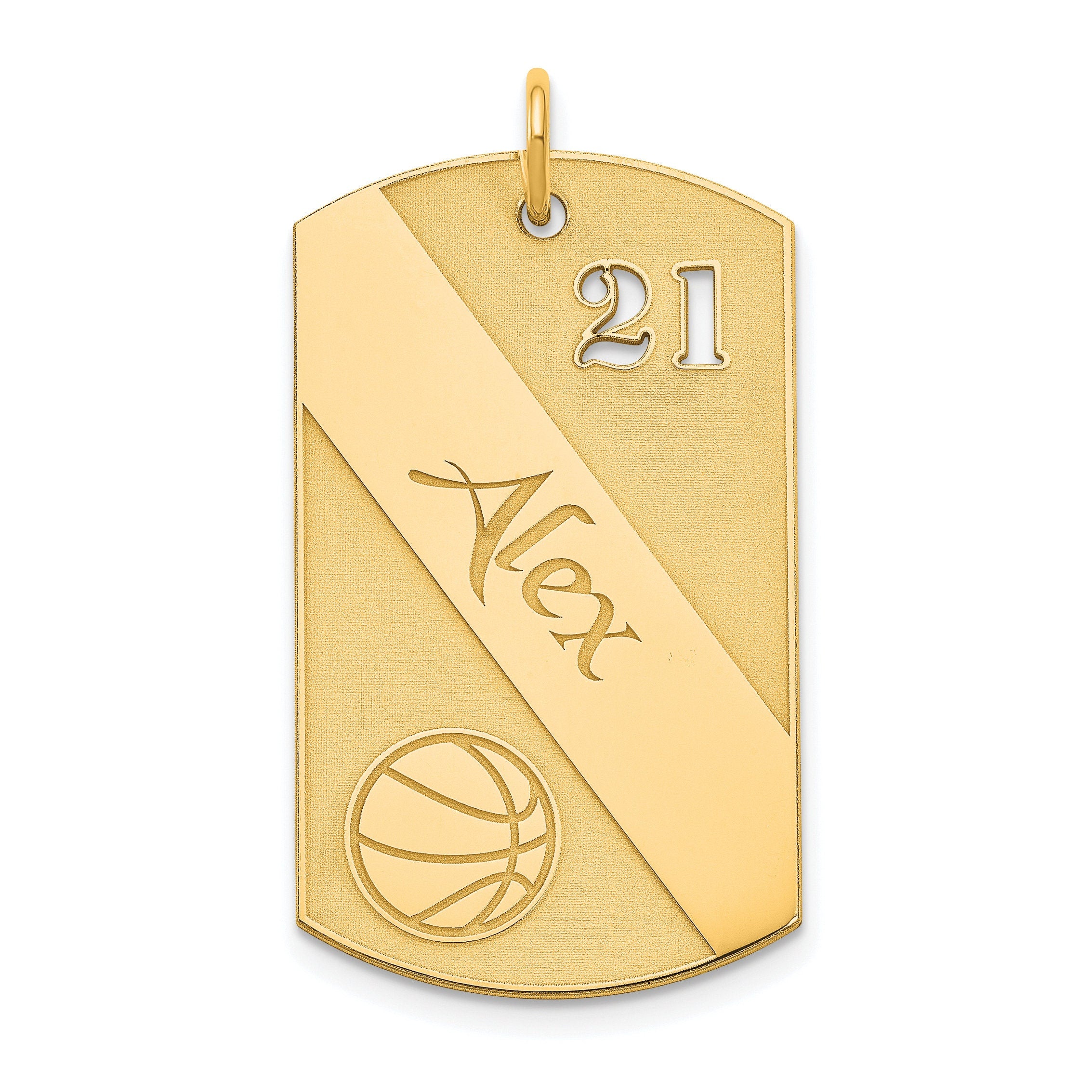 Personalized Basketball Number and Name Pendant Polished and Brushed Finish- Guard, Coach, Forward, Center, Sixth Man, Full Court, Dunk