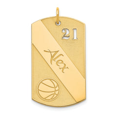 Personalized Basketball Number and Name Pendant Polished and Brushed Finish- Guard, Coach, Forward, Center, Sixth Man, Full Court, Dunk