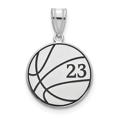 Personalized Basketball Number Pendant Polished Finish - Guard, Coach, Forward, Center, Sixth Man, Full Court, Dunk
