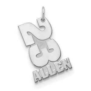 Stacked 23 and ALLEN charm in white gold or sterling silver, Gold Time