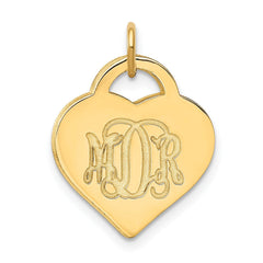 Custom Heart Monogram Pendant in Sterling Silver or Solid Gold  Personalized Script Charm, Made to Order Gift