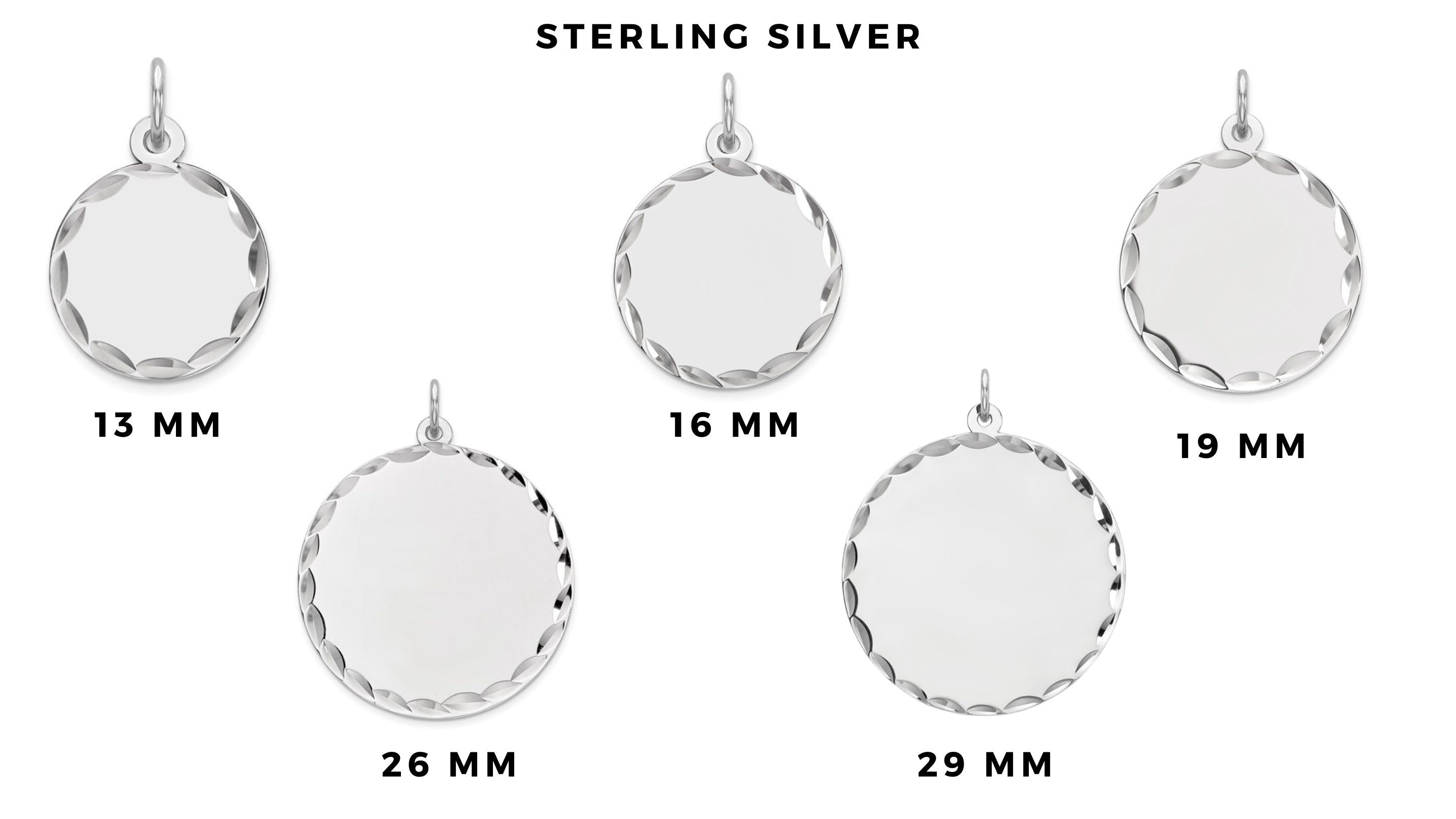 Personalized Diamond-Cut Disc Charm in Gold or Silver  Custom Engraved Pendant for Necklace, Bracelet, Anklet  Multiple Sizes