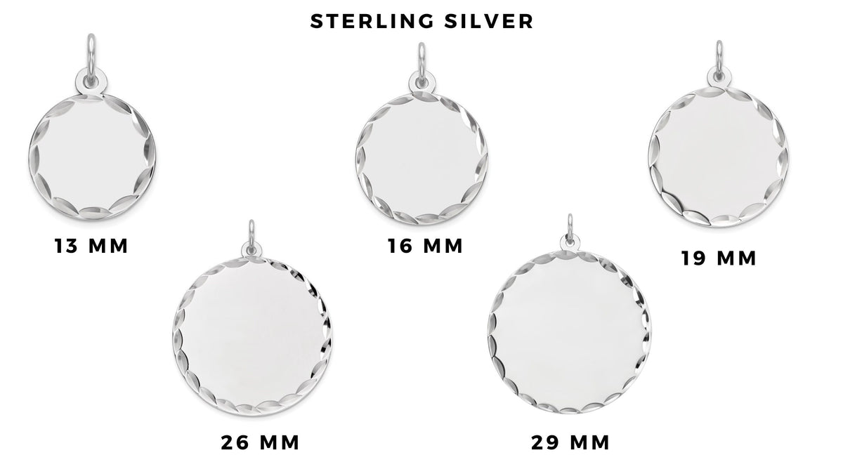Personalized Diamond-Cut Disc Charm in Gold or Silver  Custom Engraved Pendant for Necklace, Bracelet, Anklet  Multiple Sizes