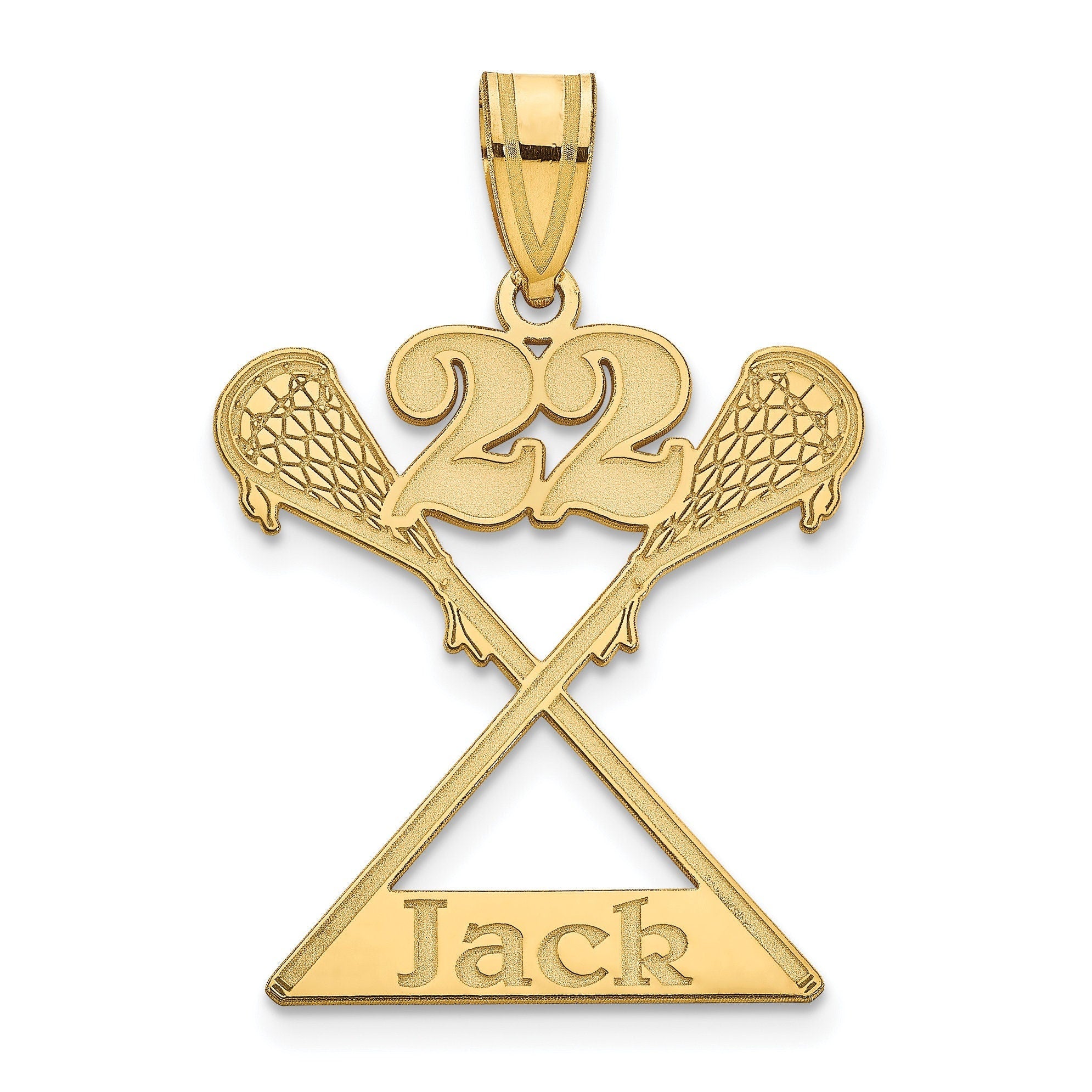 Custom Lacrosse Pendant with Name & Jersey Number  Personalized Sports Necklace in Silver or Gold  Gift for Lacrosse Player