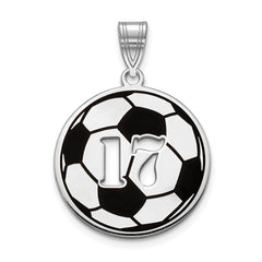 Custom Soccer Number Pendant  22mm Enameled Ball Necklace in Sterling Silver, Gold Plated, 10K or 14K Yellow or White Gold