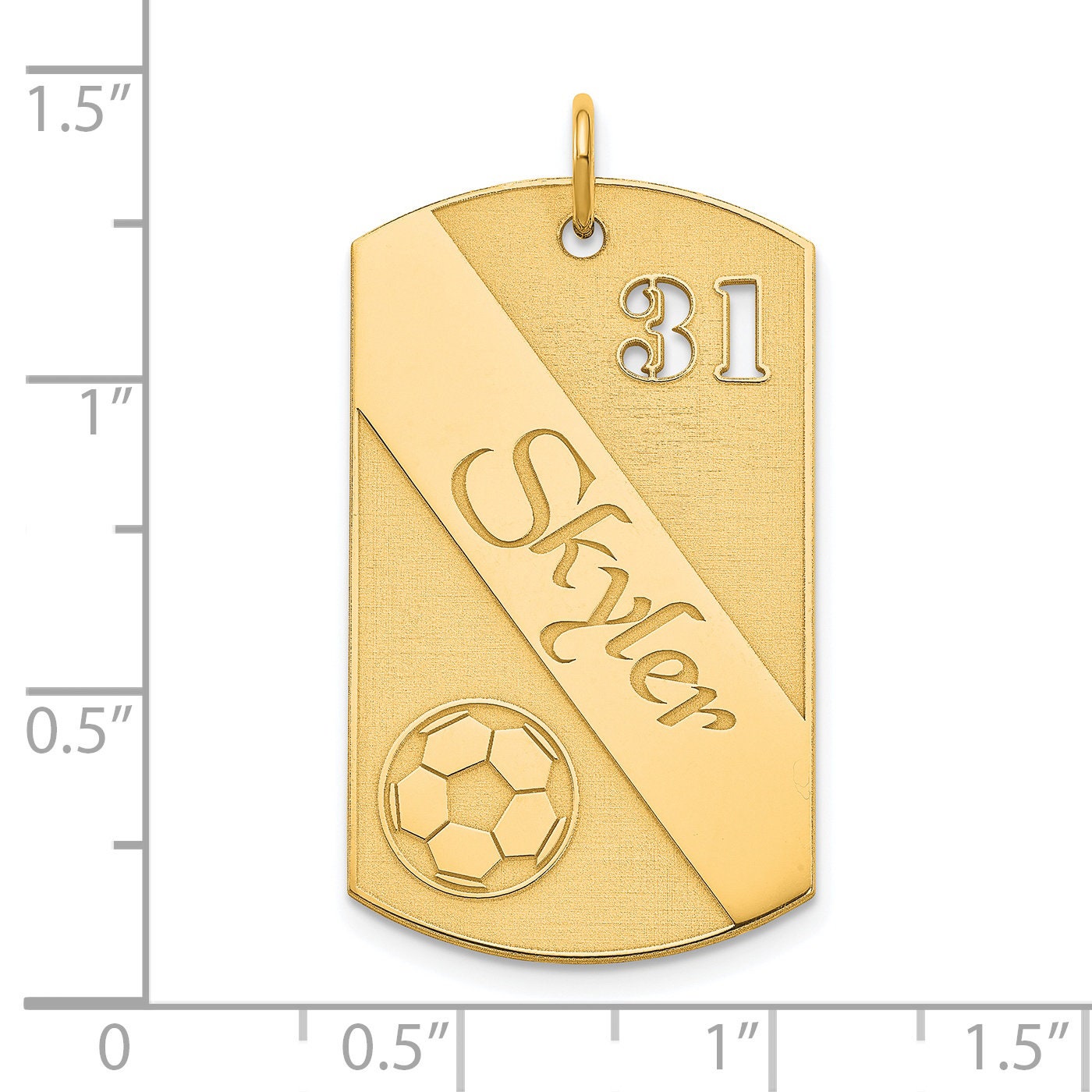 Personalized Sterling Silver/Gold-Plated Silver Soccer/Futbol Dog Tag Charm w/ Number & Name- Goalkeeper, Wingback, Sweeper, Forward, Center