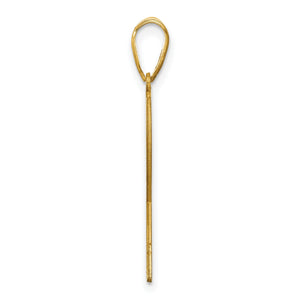 Side profile of the tennis racket pendant showing its flat body and bail