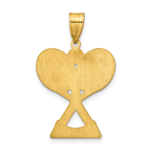 Brushed back of the yellow gold tennis racket pendant