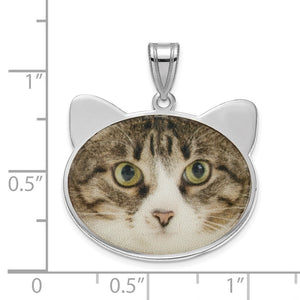Sterling silver cat photo pendant on a size chart