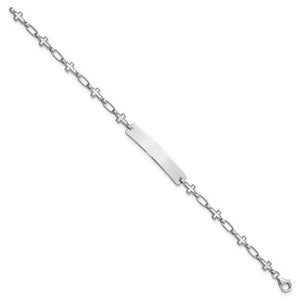 Sterling silver cross link ID bracelet in the shorter youth length