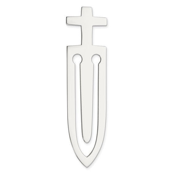 Sterling Silver Cross Bookmark  Personalized Christian Gift, Engraved Religious Bookmark, Custom Baptism, Memorial, Graduation Gift