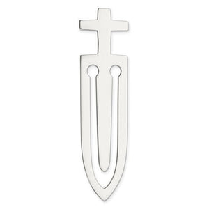 Polished sterling silver cross bookmark