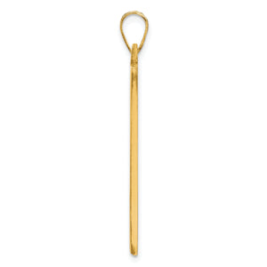 Side profile of the gold plated photo pendant showing its thin flat edge and bail