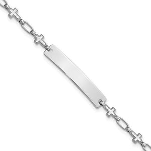 Sterling silver cross link ID bracelet with a blank engravable plate