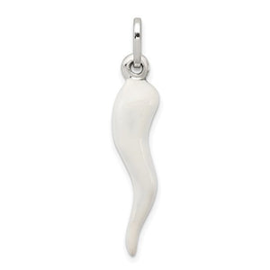 Italian horn charm with white enamel finish