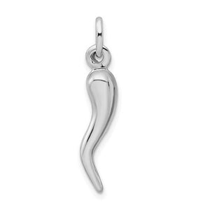 Cornicello charm worn on necklace chain