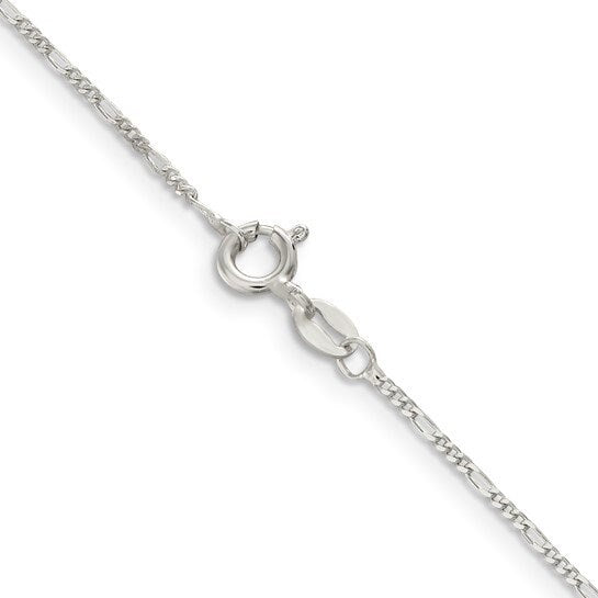Fine sterling silver Figaro chain with a spring ring clasp on white