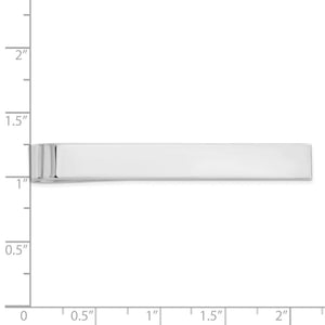 Sterling silver tie bar next to a ruler showing its 50mm length
