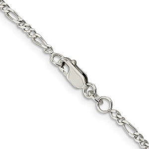 Medium sterling silver Figaro chain with lobster clasp on white